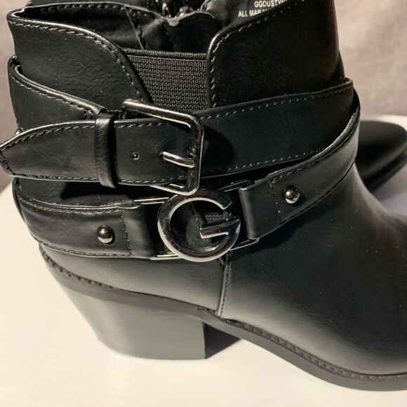 Guess Boots Women's Size 7.5 Black Chelsea Style Cuban Heel Ankle Zipper - Picture 4 of 10